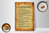 Holzschild Spruch 20x30cm die 10 Wirtshaus Gebote