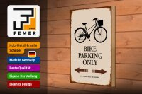 Holzschild Spruch 20x30cm Bike parking only Fahrrad parken