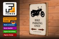Holzschild Spruch 20x30cm Bike parking only Motorrad