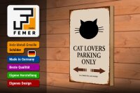 Holzschild Spruch 20x30cm cat lovers parking only Katze