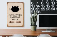 Holzschild Spruch 20x30cm cat lovers parking only Katze