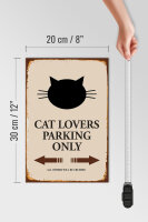 Holzschild Spruch 20x30cm cat lovers parking only Katze