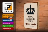 Holzschild Spruch 20x30cm King parking only Krone