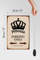 Holzschild Spruch 20x30cm Princess parking only Krone