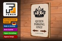 Holzschild Spruch 20x30cm Queen parking only Krone