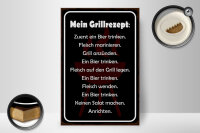 Holzschild Spruch 20x30cm Mein Grillrezept zuerst ein Bier