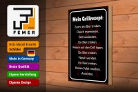 Holzschild Spruch 20x30cm Mein Grillrezept zuerst ein Bier