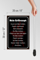 Holzschild Spruch 20x30cm Mein Grillrezept zuerst ein Bier