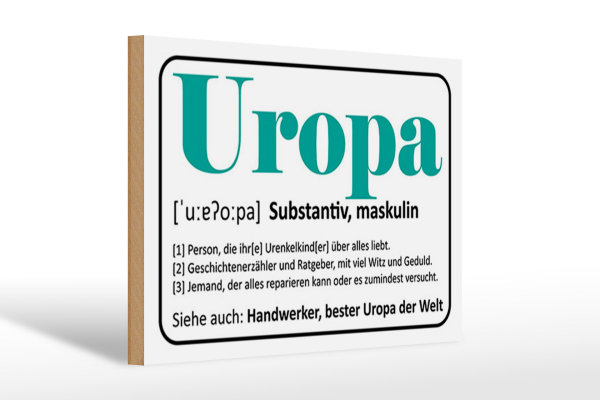 Holzschild Spruch 30x20cm Uropa Handwerker bester Uropa