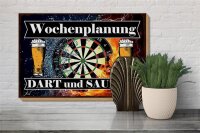 Holzschild Spruch 30x20cm Wochenplanung Dart und Saufen