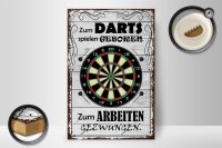 Holzschild Spruch 20x30cm zum Darts spielen geboren