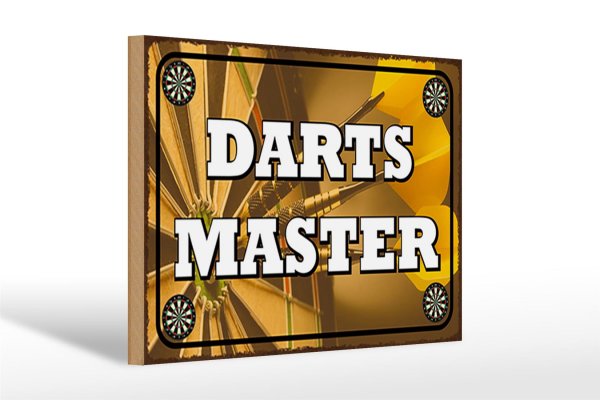 Holzschild Spruch 30x20cm Darts Master Schild deko
