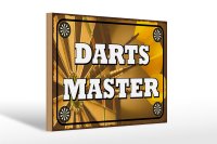 Holzschild Spruch 30x20cm Darts Master Schild deko