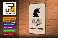 Holzschild Spruch 20x30cm Unicorn Parking only all others