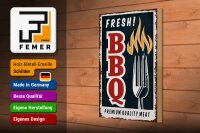 Holzschild Spruch 20x30cm fresh BBQ Grill Premium Quality