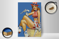 Holzschild Pin Up 20x30cm danger Cowgirl USA Pistole