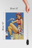 Holzschild Pin Up 20x30cm danger Cowgirl USA Pistole