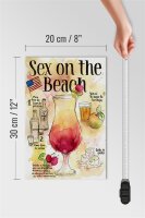 Holzschild Rezept 20x30cm Sex on the Beach Licor Vodka