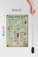 Holzschild Rezept 20x30cm classic Cocktails Recipes Mojito