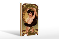 Holzschild Pin up 20x30cm sexy Frau Girl Efeu Piercing