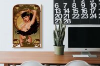 Holzschild Pin up 20x30cm sexy Frau Girl Efeu Piercing