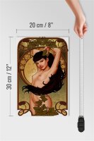 Holzschild Pin up 20x30cm sexy Frau Girl Efeu Piercing