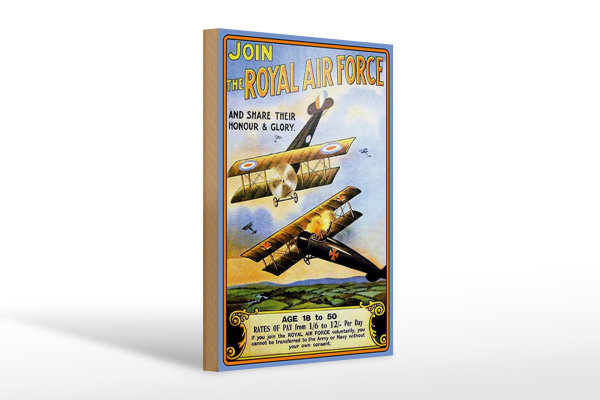 Holzschild Spruch 20x30cm Flugzeug Royal air force Age 18