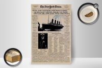 Holzschild Zeitung 20x30cm New York Times Titanic sinks