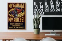 Holzschild Spruch 20x30cm my garage open 24 hrs my rules