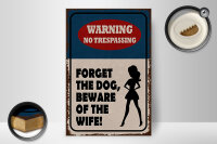 Holzschild Spruch 20x30cm warning no trespassing Dog Wife