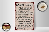 Holzschild Spruch 20x30cm Man cave my cave my rules