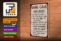 Holzschild Spruch 20x30cm Man cave my cave my rules