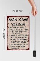 Holzschild Spruch 20x30cm Man cave my cave my rules