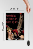 Holzschild Pin Up 20x30cm sexy Frau some mistakes are too