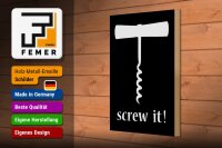 Holzschild Alkohol 20x30cm Wein Korkenzieher screw it