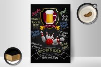 Holzschild Spruch 20x30cm sports bar Bowling relax and enjoy