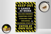 Holzschild Spruch 20x30cm keep out gamer at work own risk