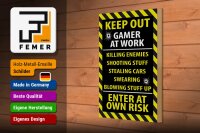 Holzschild Spruch 20x30cm keep out gamer at work own risk