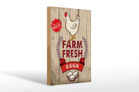 Holzschild Spruch 20x30cm Huhn farm fresh eggs premium