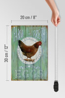 Holzschild Spruch 20x30cm Huhn Farm fresh Eggs free range