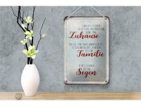 Blechschild Spruch 12x18cm Zuhause Familie Segen Schild