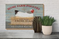 Holzschild Spruch 30x20cm Home farm poultry fresh eggs