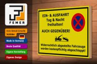 Holzschild Parken 30x20cm Ein- Ausfahrt Tag Nacht frei