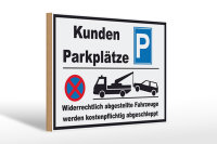 Holzschild Parken 30x20cm Parkplatz Kunden widerrechtlich