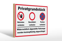 Holzschild Parken 30x20cm Privatgrundstück betreten...