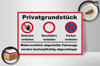 Holzschild Parken 30x20cm Privatgrundstück betreten Verbot