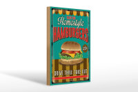 Holzschild Essen 20x30cm Hamburgers enjoy our Homestyle