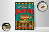 Holzschild Essen 20x30cm Hamburgers enjoy our Homestyle