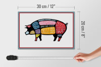 Holzschild Metzger 30x20cm Schwein cuts Pork Fleisch