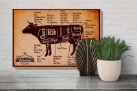 Holzschild Metzger 30x20cm Beef cuts Organic Metzgerei